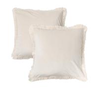 OHS Cushion Covers 45 x 45 Fringe Edge Throw Pillow Covers 2 Pack, Natural