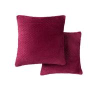 OHS Cushion Covers 45 x 45 Pack of 2, Super Soft Waffle Fleece Decorative Square Throw Pillow Cover with Invisible Zipper Sofa Cushions Home Decor for Bedroom Living Room, Wine