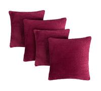 OHS Cushion Covers 45 x 45 Pack of 4, Super Soft Waffle Fleece Decorative Square Throw Pillow Cover with Invisible Zipper Sofa Cushions Home Decor for Bedroom Living Room, Wine