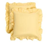 OHS Cushion Covers 45 x 45 Set of 2, Gifts for Women Soft Comfy Frill Edge Throw Pillow Covers with Invisible Zipper Sofa Cushions Home Decor for Bedroom Living Room, Lemon