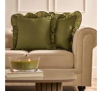 OHS Cushion Covers 45 x 45 Set of 2, Gifts for Women Soft Comfy Frill Edge Throw Pillow Covers with Invisible Zipper Sofa Cushions Home Decor for Bedroom Living Room, Olive Green