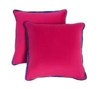 OHS Cushion Covers 45 x 45 Set of 2, Piped Edge Matte Velvet Cushion Covers Decorative Square Throw Pillow Cover with Invisible Zipper Home Decor Home Decor Sofa Bedroom Living Room, Hot Pink/Blue