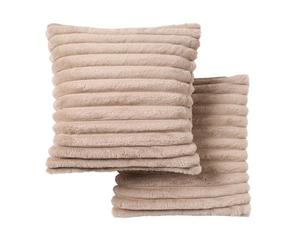 OHS Cushion Covers 45 x 45 Set of 2 Thick Ribbed Faux Fur Decorative Square Throw Pillow Cover with Invisible Zipper Sofa Cushion Covers Home Decor for Living Room Bedroom, Mink