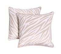 OHS Cushion Covers 45 x 45 Set of 2 Zebra Print, Super Soft Matte Velvet Cushion Covers Decorative Square Throw Pillow Cover with Invisible Zipper for Sofa Bedroom Living Room, Natural