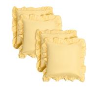 OHS Cushion Covers 45 x 45 Set of 4, Soft Comfy Frill Edge Throw Pillow Covers with Invisible Zipper Sofa Cushions Home Decor for Bedroom Living Room, Lemon