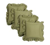 OHS Cushion Covers 45 x 45 Set of 4, Soft Comfy Frill Edge Throw Pillow Covers with Invisible Zipper Sofa Cushions Home Decor for Bedroom Living Room, Olive Green