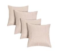 OHS Cushion Covers 45 x 45 Set of 4, Super Soft Arches Quilted Decorative Square Throw Pillow Cover with Invisible Cushion Covers Home Decoration for Sofa Bedroom Living Room, Natural