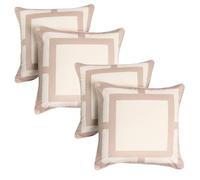 OHS Cushion Covers 45 x 45cm Square Print, Matte Velvet Soft Decorative Square Throw Pillow Covers Pack of 4 with Invisible Zipper for Sofa Bedroom Living Room, Natural/Cream