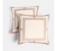 OHS Cushion Covers 45 x 45cm Square Print, Matte Velvet Soft Decorative Square Throw Pillow Covers Pack of 2 with Invisible Zipper for Sofa Bedroom Living Room, Natural/Cream