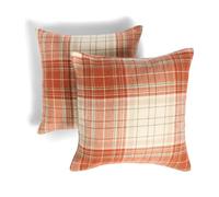 OHS Cushion Covers 45 x 45cm, Ultra Soft Classic Woven Check Throw Pillow Covers with Invisible Zipper Decorative Square Pillow Cases 2 Pack for Living Room Bedroom, Rust