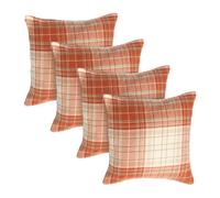 OHS Cushion Covers 45 x 45cm, Ultra Soft Classic Woven Check Throw Pillow Covers with Invisible Zipper Decorative Square Pillow Cases 4 Pack for Living Room Bedroom, Rust