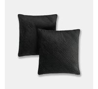 OHS Cushion Covers 45 x 45cm, Ultra Soft Cosy Pleated Velvet Design Decorative Throw Pillow Covers Pack of 2 with Invisible Zipper for Couch Living Room Bedroom, Black