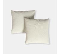 OHS Cushion Covers 45 x 45cm, Ultra Soft Cosy Pleated Velvet Design Decorative Throw Pillow Covers Pack of 2 with Invisible Zipper for Couch Living Room Bedroom, Cream