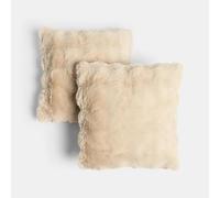 OHS Cushion Covers 45cm x 45cm Bubble Faux Fur Square Throw Pillow Covers Soft Decorative 2 Pack Cushion Cover with Invisible Zipper for Sofa Living Room Bedroom, Natural