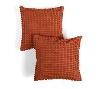 OHS Cushion Covers 45cm x 45cm, Soft Decorative Bobble Textured Square Throw Pillow Cover with Invisible Zipper for Sofa Bedroom Living Room Pillow Cases 2 Pack, Rust