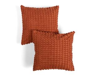 OHS Cushion Covers 45cm x 45cm, Soft Decorative Bobble Textured Square Throw Pillow Cover with Invisible Zipper for Sofa Bedroom Living Room Pillow Cases 2 Pack, Rust