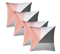 OHS Cushions 4 Pack Ralph Pinsonic Covers, Soft Stylish Geo Pinsonic Design Decorative Pillowcases with Hidden Zipper For Sofa or Any Room, Blush - 45x45cm