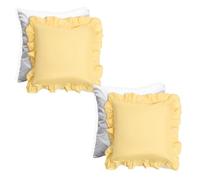 OHS Cushions with Covers Included 45 x 45cm Set of 2, Soft Comfy Frill Edge Throw Pillow Covers with Invisible Zipper Sofa Cushions for Bedroom Living Room, Lemon