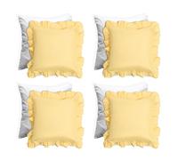 OHS Cushions with Covers Included 45 x 45cm Set of 4, Soft Comfy Frill Edge Throw Pillow Covers with Invisible Zipper Sofa Cushions for Bedroom Living Room, Lemon