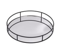 OHS Decorative Tray Round Mirror Tray Metal Mirrored Glass Trays, Black | Candle Holder Perfume Tray Vanity Dresser Jewellery Cosmetic Display Storage Organiser Tray for Coffee Table Bathroom Bedroom