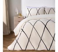 Ohs Diamond Check Teddy Fleece Bedding Set Duvet Cover With Pillowcase, Mono - Double