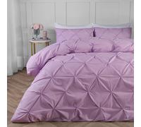 OHS Diamond Pintuck Duvet Cover with Pillowcase in Lilac | Size: Double OHS Lilac Double