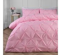 Ohs Diamond Pintuck Duvet Cover With Pillowcase, Pink - Double