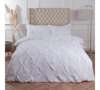 Ohs Diamond Pintuck Duvet Cover With Pillowcase, White - King