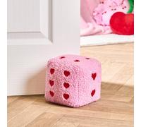 OHS Dice Weighted Teddy Fleece Decorative Door Stop in Pink OHS Pink