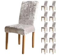 OHS Dining Chair Covers Set of 10, Boucle Fabric Stretch Dining Chair Covers Decorative Luxury Slipcover for Chairs Furniture Protectors Easy Fit Machine Washable - Black