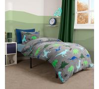 OHS Dino Fleece Duvet Cover Set Grey Bedding Quilt Warm Thermal Soft | Size: Junior OHS Grey Junior