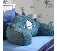 OHS Kids Cuddle Cushion Dinosaur Character, Reading Pillow For Bed Sofa Supportive Soft Cosy Fleece Pillows with Arms Snuggle Hug Pillow Relaxing at Home, Blue - 45x40x30cm