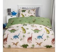 OHS Dinosaur Duvet Cover Bedding Set Reversible with Pillowcase Quilt in Green | Size: Single OHS Green Single
