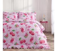 OHS Disco Frill Edge Coverless Duvet, 7.5 Tog Single Duvet - Purple/Pink | Gifts for Women Soft Warm Microfibre Summer Duvet Comfy Lightweight Quilt Bedding with Pillowcase Travel Camping Blanket