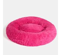 OHS Dog Bed Large, Fluffy Warm Round Donut Dog Bed Super Soft Plush Anti-Anxiety Pet Beds Non-Slip Bottom Washable Cuddler Cat Donut Beds Cushion, 70 x 70cm - Bright Pink