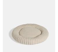 OHS Dog Bed Medium, Faux Fur Ribbed Round Donut Dog Bed Ultra Soft Plush Calming Pet Beds Non-Slip Bottom Anti Anxiety Washable Cuddler Beds for Cat, Cream - 60 x 60cm