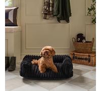 OHS Dog Bed Sofa Large Ribbed Plush Washable Orthopedic Dog Couch, Black