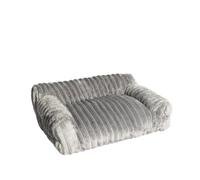OHS Dog Bed Sofa Large Ribbed Plush Washable Orthopedic Dog Couch, Grey