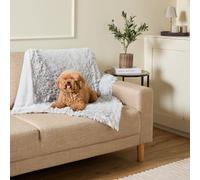 OHS Dog Blanket Fluffy Faux Fur Plush Cat Blanket, Silver Grey - 105 x 90cm | Ultra Soft Thick Pile Calming Anxiety Reducing Pet Blanket for Small Medium Dogs Throw Protects for Bed Sofa Machine Washable