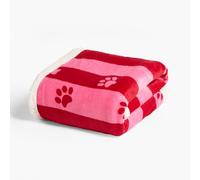 OHS Dog Blanket Washable Candy Stripe Paw Print, Sherpa Fleece Blanket for Large Dogs Cat Super Soft Plush Dog Mat Fluffy Reverse Throw for Bed Sofa Protection, Pink - 100 x 120cm