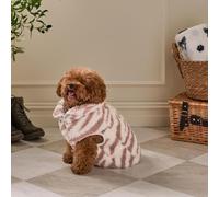 OHS Dog Jacket Half Zip Teddy Fleece Small Dog Sweater, Beige Zebra