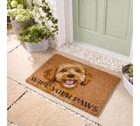 OHS Dog Print Front Door Mat Inside Outside Coir Door Mats, Brown - 40x60cm | Stylish Welcome Mat Non-Slippery Heavy Duty Washable Door Mat Entrance Entryway Dirt Trapping Indoor Outdoor Rug
