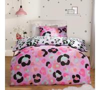 OHS Double Bedding Set Leopard Print, Reversible Double Duvet Covers for Girls Boys Summer Bedding Quilt Cover with Pillowcases Ultra Soft Comfy, Purple