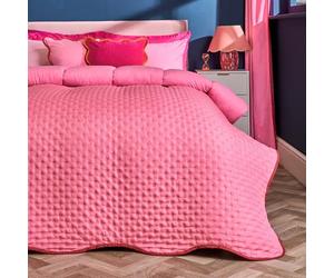 OHS Double Blanket Quilted Bedspreads, Super Soft Luxurious Scallop Edge Bedspreads Double Size Throws for Sofas Bed Quilted Blanket, Pink/Red - 150 x 200cm