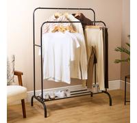OHS Double Clothes Rail Display Hanging Stand with Shoe Rack in Black OHS Black