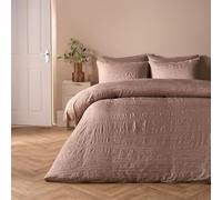 OHS Double Duvet Cover Set, Super Soft Warm Microfibre Stylish Textured Crinkle Double Duvet Set Luxurious Comfy Bedding with Matching Pillowcases, Mink