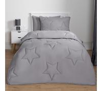 OHS Double Duvet Coverless 7.5 Tog, Soft Summer Duvet Fabric Comfortable Washable Star Quilted Design Double Bed Duvets & 2 Pillowcases, Grey