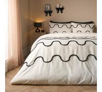 OHS Double Duvet Set, Gifts for Women Super Soft Cosy Warm Modern Tufted Wave Double Duvet Cover Set Luxurious Comfy Bedding with Matching Pillowcases, Monochrome