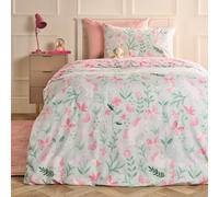 OHS Double Duvet Set Girls Bedding Reversible, Enchanted Unicorn Kids Bedding Super Soft Cosy Warm Microfibre Quilt Cover Stylish Comfy Double Duvet Covers with Pillowcases, Sage/Pink