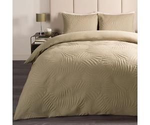 OHS Double Duvet Set Pinsonic Leaf, Ultra Soft Decorative Embossed Floral Bedding Luxury Duvet Quilt Cover Double Bedding with Pillowcases, Sage Green